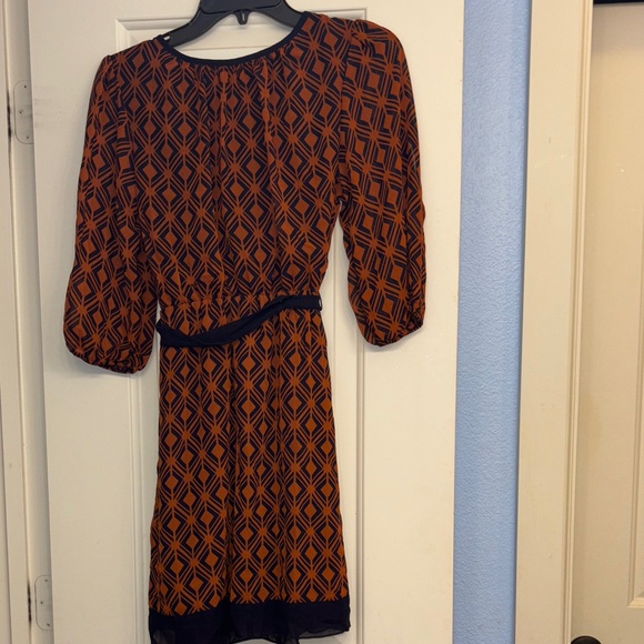 Sweet Storm navy and rust geometric color block Dress - Picture 5 of 6